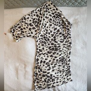 Brown and Cream Animal Print One-Shoulder Dress